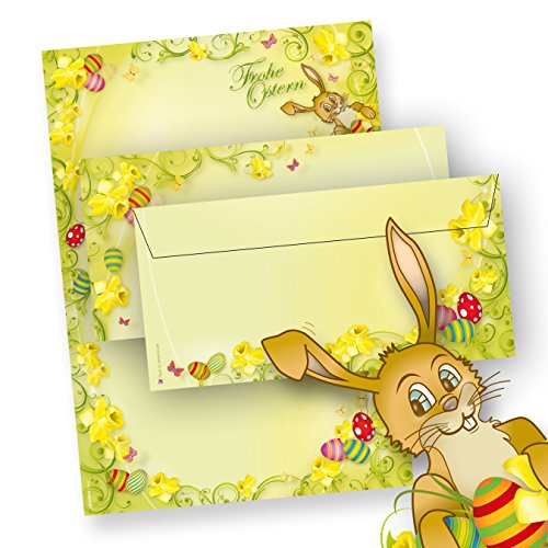 Briefpapier Ostern mit Umschlag mit Hase (500 Sets ohne Fenster) mit Umschläge, Frohe Ostern von tatmotive