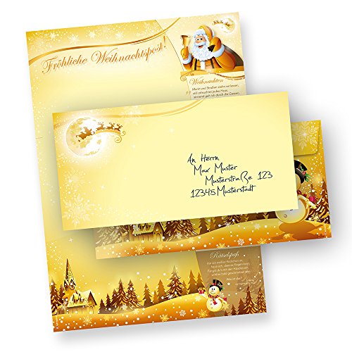 Briefpapier Set Weihnachtspost (25 Sets ohne Fenster) Weihnachtsbriefpapier mit Umschlag - beidseitig - Rückseite mit Weihnachtslieder von tatmotive