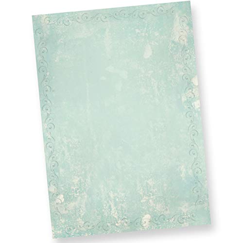 Briefpapier Türkis Grün marmoriert (100 Blatt) Vintage-Retro Beidseitig DIN A4 297 x 210 mm 90 g/qm von tatmotive