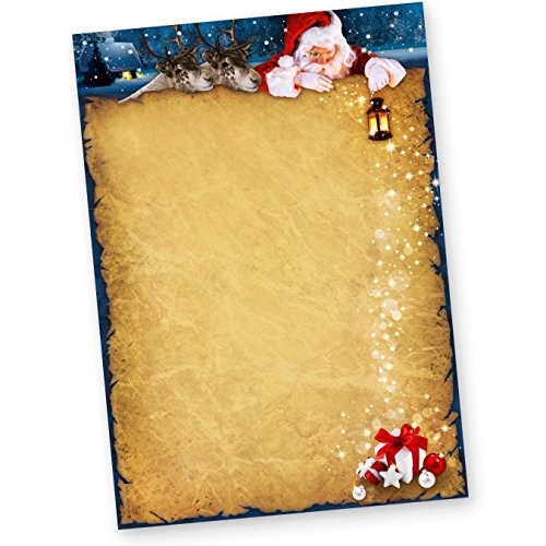 Briefpapier Weihnachten NORDPOL EXPRESS (100 Blatt) Weihnachtsbriefpapier mit Weihnachtsmann und Rentiere von tatmotive