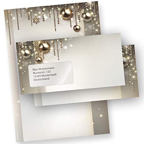 Briefpapier Weihnachten Set NOBLESSE 250 Sets elegantes Weihnachtsbriefpapier mit Fensterumschlag DIN A4 mit Umschlag mit Fenster von tatmotive