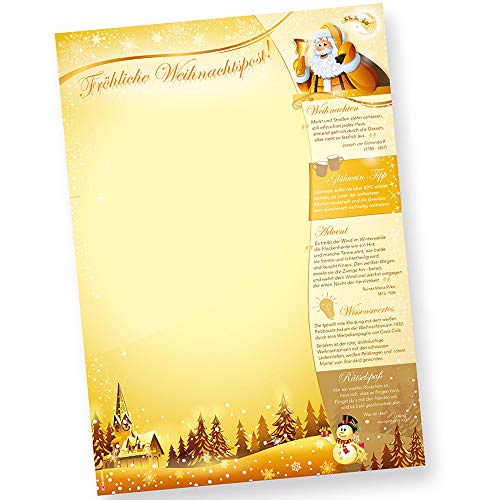 Briefpapier Weihnachtspost (100 Blatt) Weihnachtsbriefpapier beidseitig Rückseite mit Weihnachtsliedern von tatmotive