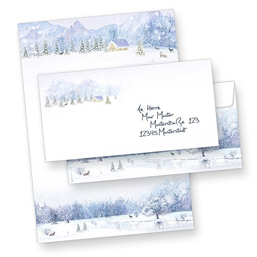 Briefpapier Weiße Weihnachten 100 Sets ohne Fenster Weihnachtsbriefpapier mit Umschläge weihnachtliches Papier A4 von tatmotive