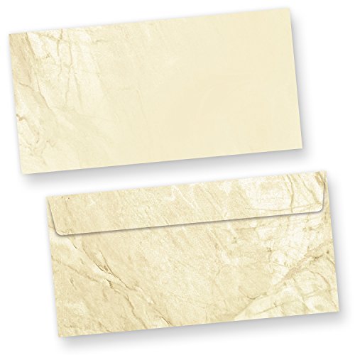 Briefumschläge braun marmoriert (1000 Stück o.F.) DIN lang Umschläge Marmor ohne Fenster haftklebend von tatmotive