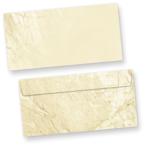 Briefumschläge braun marmoriert (50 Stück o.F.) DIN lang Umschläge Marmor ohne Fenster haftklebend von tatmotive