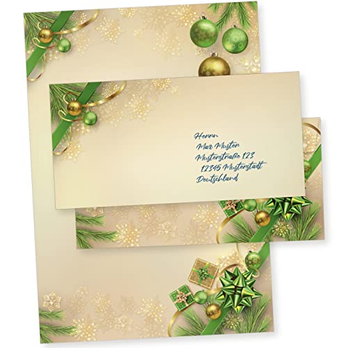 Chalet Noel 100 Sets Weihnachtsbriefpapier mit Umschlag ohne Fenster Weihnachtspapier A4 Briefpapier Weihnachten von tatmotive