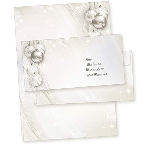 ELEGANCE 250 Sets Weihnachtsbriefpapier mit Umschlag ohne Fenster, Briefpapier Weihnachten A4 von tatmotive