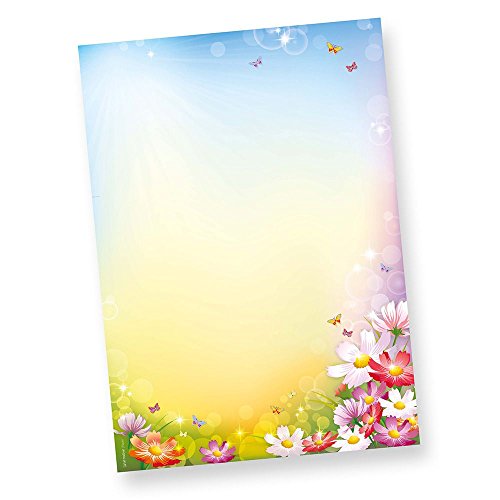 FLORENTINA Briefpapier (500 Blatt) Hochwertiges Motivpapier mit bunten Blumen von tatmotive
