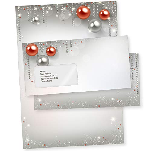Gala Design 25 Sets Weihnachtsbriefpapier mit Fensterumschlag Briefpapier Weihnachten mit Umschlag mit Fenster von tatmotive