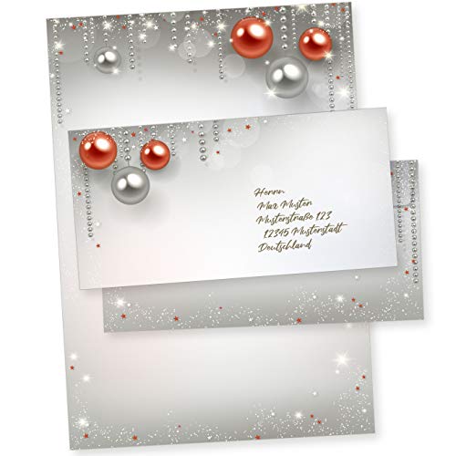 Gala Design 25 Sets Weihnachtsbriefpapier mit Umschlag ohne Fenster, weihnachtliches Papier A4 Druckerpapier von tatmotive