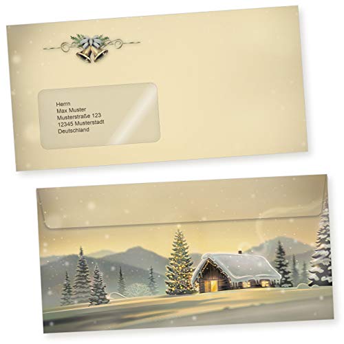 Glöcknerhütte 250 Weihnachts-Briefumschläge Din lang mit Fenster Umschläge für Weihnachten selbstklebend haftklebend von tatmotive