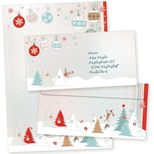Joulujuhla 250 Sets Weihnachtsbriefpapier mit Umschlag ohne Fenster Weihnachtspapier A4 Briefpapier Weihnachten von tatmotive