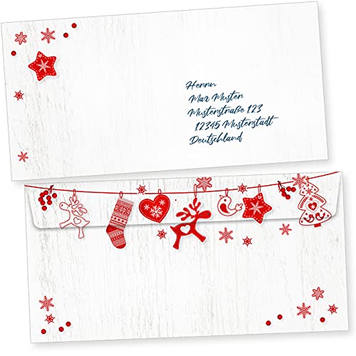 Julfest 500 Weihnachtsumschläge Din lang ohne Fenster Umschläge Weihnachten selbstklebend nordisch, schwedisch von tatmotive