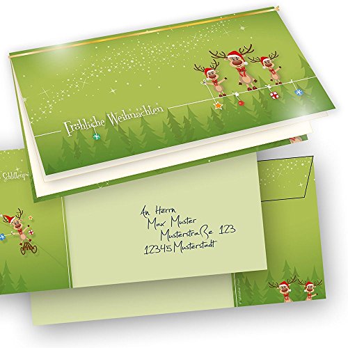 RENTIERE Weihnachtskarten Set (50 Sets) mit Umschlag und mit Einlegeblätter Einleger zum bedrucken von tatmotive