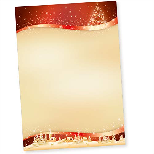 ROT GOLD 250 Blatt Weihnachtsbriefpapier A4 Briefpapier Weihnachten Weihnachtspapier weihnachtliches Papier von tatmotive