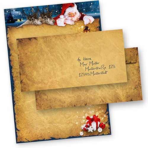 TATMOTIVE Briefpapier Weihnachten NORDPOL EXPRESS 25 SETS DIN A4 90g Weihnachtsbriefpapier mit Umschlag von tatmotive