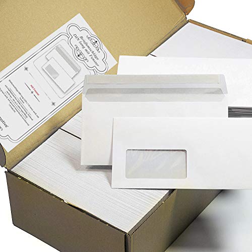 TATMOTIVE Briefumschläge DIN lang Mit Fenster (1000 Stück) Mit Haftklebestreifen (kein Austrocknen - bis 5 Jahre!) 220 x 110 mm, 80 g/qm von tatmotive