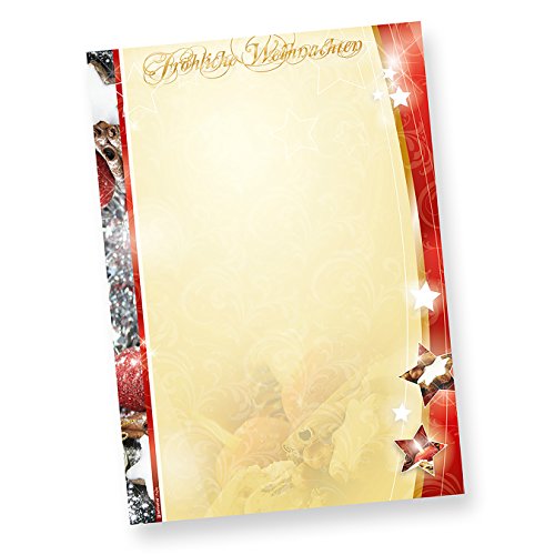 Weihnachtsbriefpapier 1-seitig (50 Blatt) Motivpapier Fröhliche Weihnachten DIN A4 für tolle Weihnachtsgrüße von tatmotive