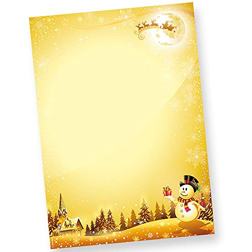 Weihnachtsbriefpapier Schneemann (100 Blatt) wunderschönes Briefpapier Weihnachten DIN A4 von tatmotive