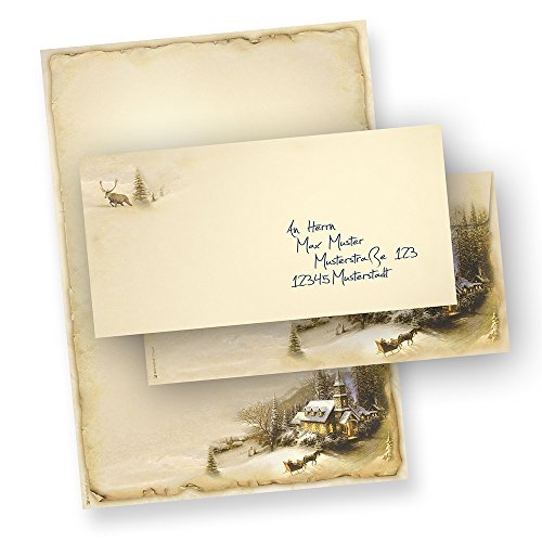 Weihnachtsbriefpapier Winteridylle 100 Sets Briefpapier Weihnachten nostalgisch mit Umschlag ohne Fenster von tatmotive