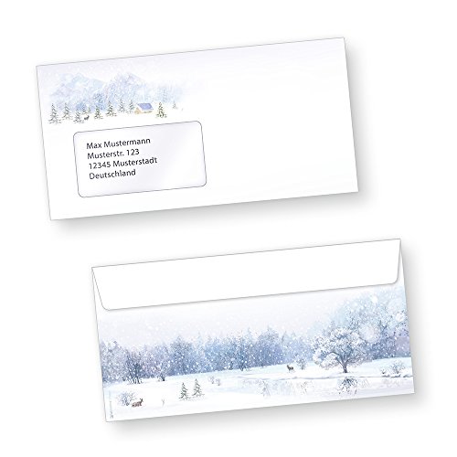 Weiße Weihnacht 100 Stück Weihnachts-Briefumschläge Din lang mit Fenster Umschläge für Weihnachten selbstklebend haftklebend von tatmotive
