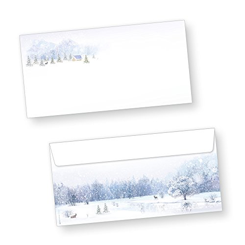 Weiße Weihnacht 50 Stück Weihnachts-Briefumschläge Din lang ohne Fenster Umschläge für Weihnachten selbstklebend haftklebend von tatmotive