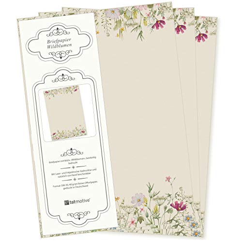 Wildblumen Briefpapier 500 Blatt Papier DIN A4 beidseitig floral Natur nachhaltig für Frauen Schreibpapier Erwachsene von tatmotive