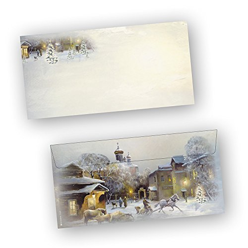 Winter-Aquarell 500 Stück Weihnachtsumschläge Din lang ohne Fenster Umschläge Weihnachten selbstklebend von tatmotive
