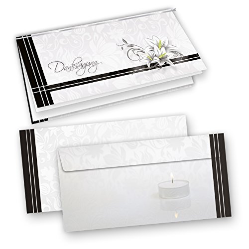 tatmotive Danksagung Trauerkarten (100 Sets) selbst bedruckbar/beschreibbar mit feinem Einlegeblatt, inkl. Briefumschläge von tatmotive