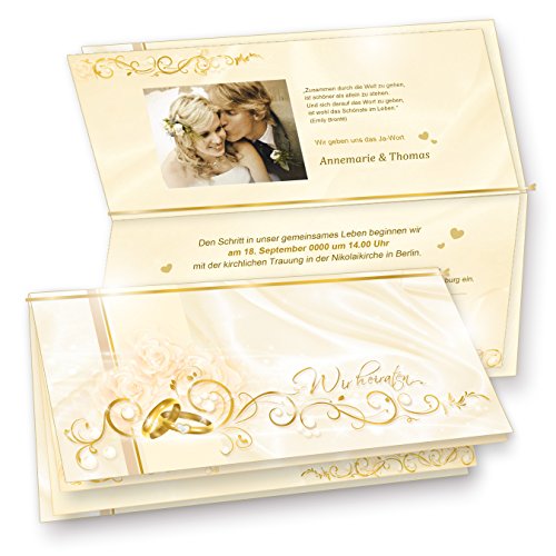 tatmotive Einladungskarten Hochzeit PERLMUTT (20 Sets) 20 Einladungen mit Einlegeblätter zum selbst bedrucken und inkl. Umschläge von tatmotive