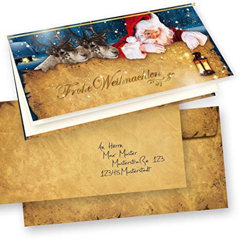 tatmotive Nordpol Express Weihnachtskarten Set (25 Sets) mit Umschlag und mit Einlegeblätter Einleger zum bedrucken von tatmotive