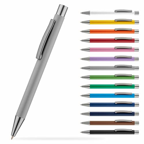 #teamludorf OMEGA Metall Kugelschreiber mit gummierter Oberfläche - Stift in 14 Farben erhältlich - hochwertig und stabil (Grau, 10) von #teamludorf