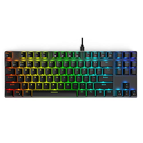 teamwolf Wireless Mechanical Keyboard RGB Backlit 87 Keys N-Key Rollover for Gaming PC Mac and Laptop (Blaue Schalter) von teamwolf