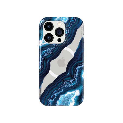 Tech 21 iPhone 14 Pro Evo Art kompatibel mit MagSafe - Schutzhülle mit exklusivem Kunstwerk, Kratzfestigkeit & 3,6 m Multi-Drop Schutz, blau/weiß, T21-9925 von tech21