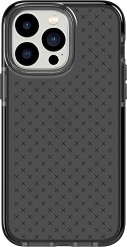 Tech 21 iPhone 14 Pro Max Evo Check - Stoßdämpfende & schlanke Schutzhülle mit 15 Fuß FlexShock Multi-Drop Schutz & Extra Tasten, Smokey Black von tech21