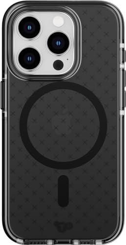 Tech21 Evo Check Handyhülle für iPhone 15 Pro - Kompatibel mit MagSafe - Einfache Telefonhülle - TPU und Biologisch abbaubar Material - Schwarz - Wissenschaftlicherwiesen Fallshutz: 4,9m von tech21