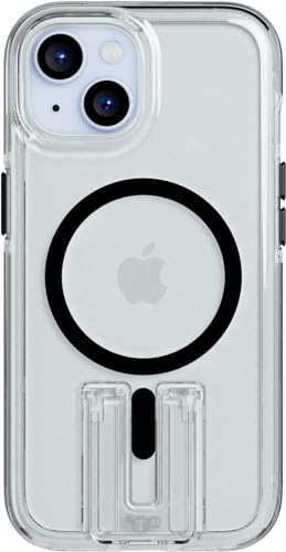 Tech21 Evo Crystal Kick Hülle für iPhone 15, Kompatibel mit MagSafe, Einfache Telefonhülle, Biologisch abbaubar, Transparant/Schwarz, 15x Militärniveau Fallschutz: 4,9m von tech21