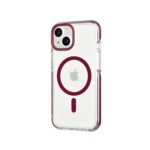 tech21 Evo Crystal Hülle für iPhone 14, Kompatibel mit MagSafe, Einfache Telefonhülle, TPU und Antimikrobiall, Transparent/Rot, Fallschutz: 4,9m von tech21
