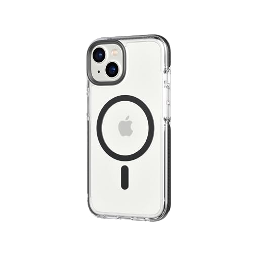 tech21 Evo Crystal Hülle für iPhone 14, Kompatibel mit MagSafe, Einfache Telefonhülle, TPU und Antimikrobiall, Transparent/Schwarz, Fallschutz: 4,9m von tech21