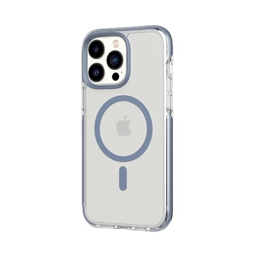 tech21 Evo Crystal Hülle für iPhone 14 Pro Max, Kompatibel mit MagSafe, Einfache Telefonhülle, TPU und Antimikrobiall, Transparent/Blau, Fallschutz: 4,9m von tech21