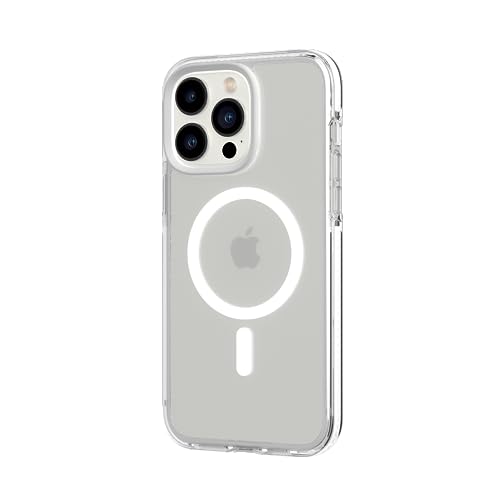 tech21 Evo Crystal Hülle für iPhone 14 Pro Max, Kompatibel mit MagSafe, Einfache Telefonhülle, TPU und Antimikrobiall, Transparent/Weiß, Fallschutz: 4,9m von tech21
