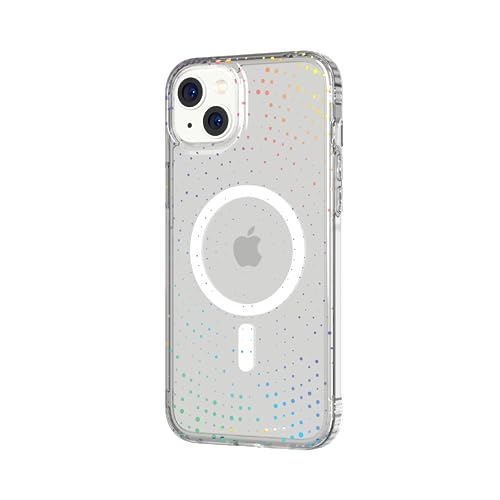 tech21 Evo Sparkle Hülle für iPhone 14 Plus, Kompatibel mit MagSafe, Einfache Telefonhülle, TPU und Antimikrobiall, Transparent/Glitzer, Fallschutz: 3,6m von tech21