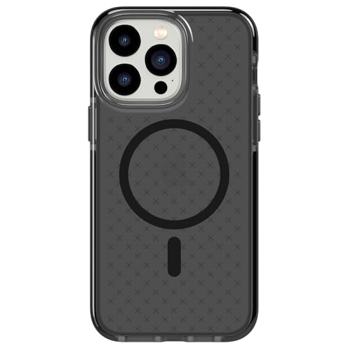 tech21 iPhone 14 Pro Max Evo Check kompatibel mit MagSafe® - Stoßdämpfende & schlanke Schutzhülle mit 4,8 m FlexShock Multi-Drop Schutz & Extra Tasten Smokey Black von tech21