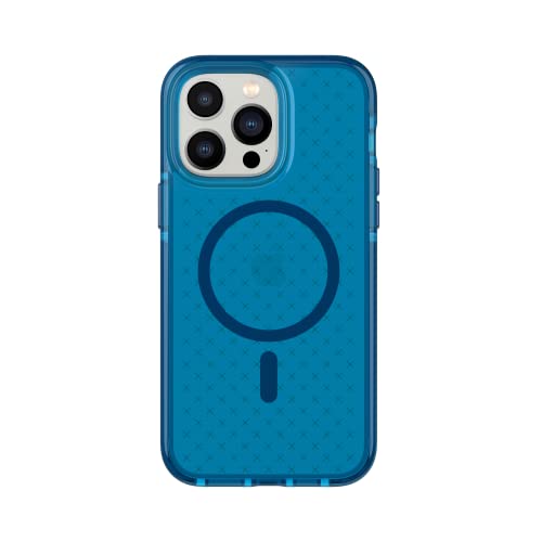 tech21 iPhone 14 Pro Max Evo Check kompatibel mit MagSafe - Stoßdämpfende & schlanke Schutzhülle mit 16 Fuß FlexShock Multi-Drop Protection & Extra Buttons Classic Blue von tech21