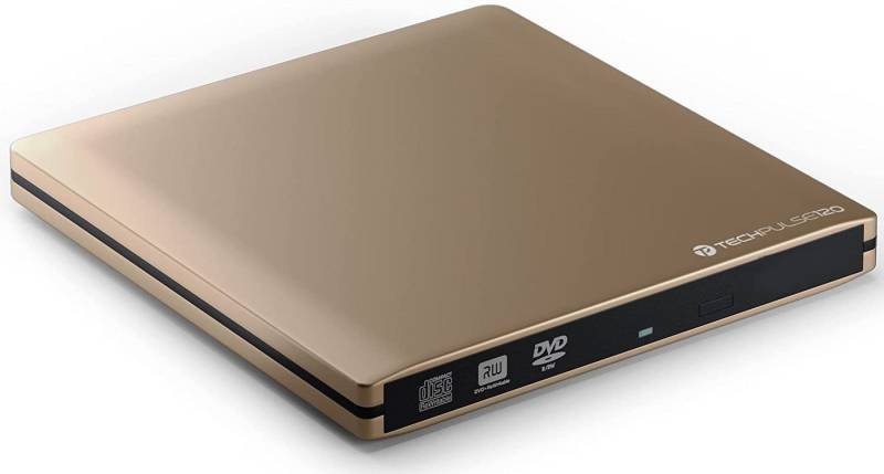 techPulse120 DVD Brenner externes DVDRW CD Ultraslim Alu Gold Superdrive Laufwerk DVD-Brenner von techPulse120