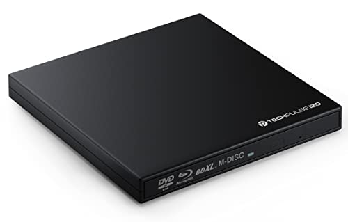 techPulse120 USB 3.0 3D Externer Blu-Ray Brenner Burner M-Disc BDXL Superdrive Blueray Rom Laufwerk BD DVD CD Slim für Computer PC Notebook Ultrabook Windows MacOS Apple iMac MacBook Pro Air Schwarz von techPulse120
