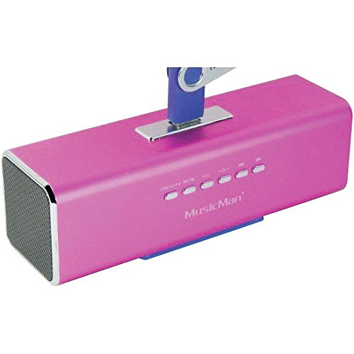 MusicMan MA Soundstation tragbarer Lautsprecher - Stereo-Sound - FM-Radio, MP3-Player, USB, AUX / Line-In, MicroSD-Kartensteckplatz - 6 Stunden Wiedergabezeit - Ideal für unterwegs (Rosa) von technaxx