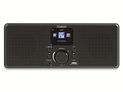 Technaxx Internet Stereo-Radio TX-153 - empfangen Sie Musik aus Aller Welt, 250 Lieblingssender speichern, 2x2W Stereo-Lautsprecher, USB-Anschluss, 2,4" TFT-Farbdisplay, Stereoklang, WLAN 80 m von technaxx