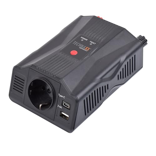 Technaxx KFZ Wechselrichter 12V auf 230V - TÜV Rheinland Zertifiziert Auto Inverter mit 1x Schuko-Stecker und 2X USB-Port - Power 300W / 600W (Spitze) – Spannungswandler TE24 von technaxx