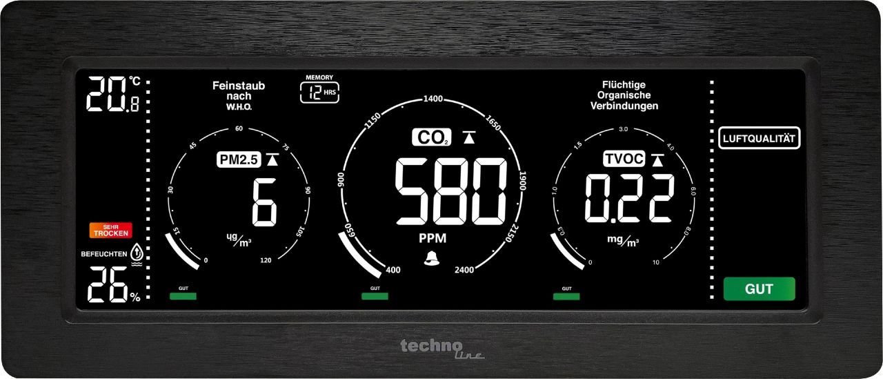 technoline Technoline Luftgüte Monitor WL 1035 schwarz Wetterstation technoline Technoline Luftgüte Monitor WL 1035 schwarz Wetterstation von technoline